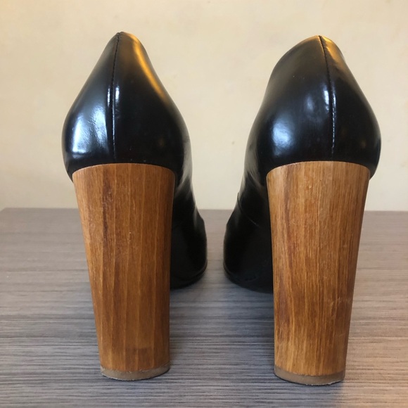 YSL Charlotte Court Shoe Wood Heel 105 Pump FW 2007 Runway Black Leather Pilati - Picture 9 of 14